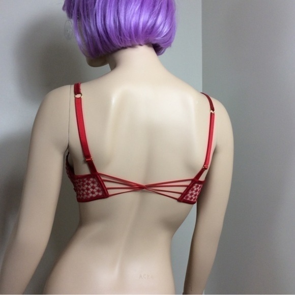 NWOT Victorias Secret red Strappy lace bra front closure. Size 34 D - Picture 3 of 8